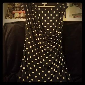 Dress Barn Navy Blue & Yellow Polka Dot Dress